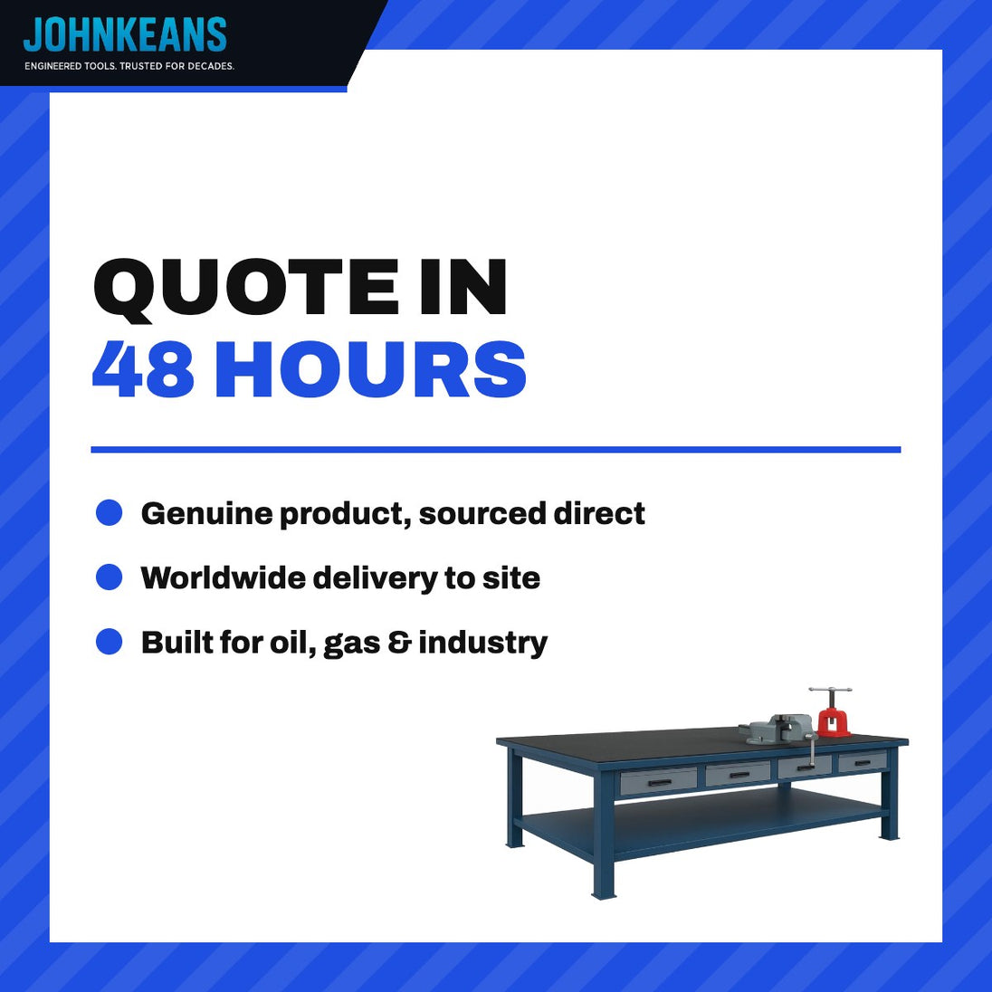 Johnkeans JK-GS-2114 – Super Heavy Duty Workbench With Mechanics Bench Vice Size (Width X Depth X Height) – 1200 X 600 X 850Mm