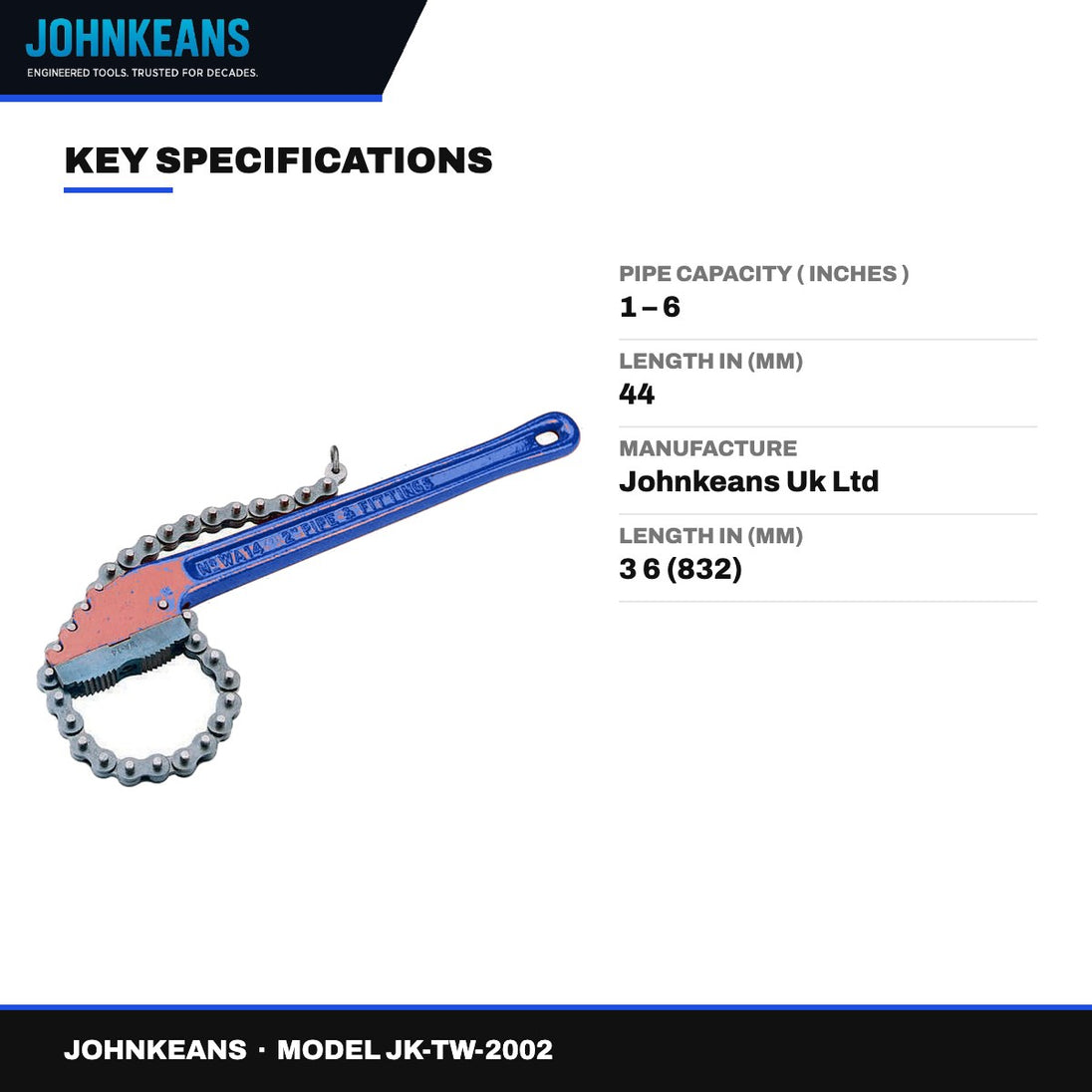 Johnkeans JK-TW-2002 – Heavy Duty Chain Wrench