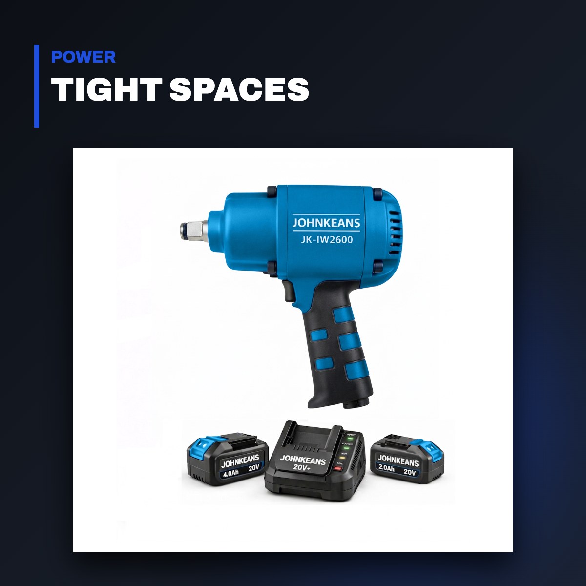 Johnkeans JK-TW-2005 – 20V 3/4" Mid-Range Cordless Impact Wrench Kit