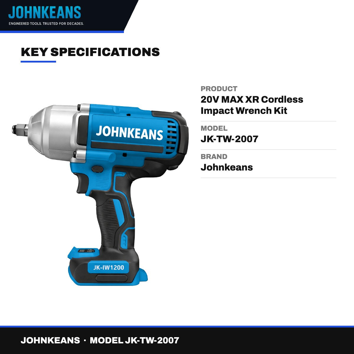 Johnkeans JK-TW-2007 – 20V MAX XR Cordless Impact Wrench Kit