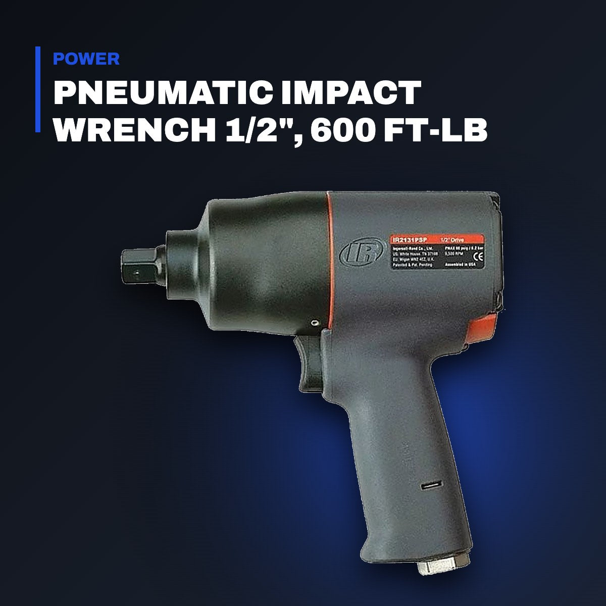 Johnkeans JK-TW-2026 – Pneumatic Impact Wrench 1/2", 600 ft-lb