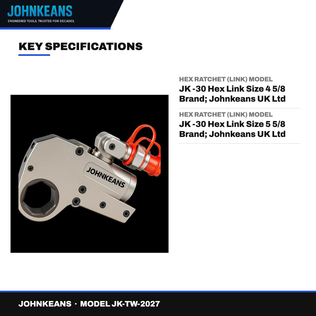 Johnkeans JK-TW-2027 – Hex Drive Hydraulic Torque Wrench Set