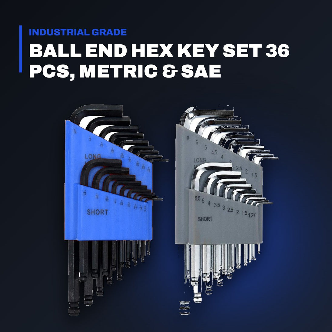 Johnkeans JK-TW-2034 – Ball End Hex Key Set 36 Pcs, Metric & SAE