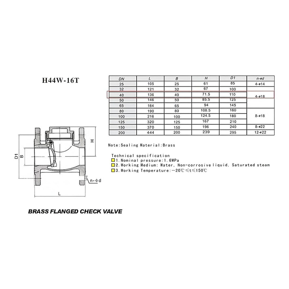 Johnkeans JK-VA-2003 – Non-Return Stop Valve DN40 Class 150, Brass