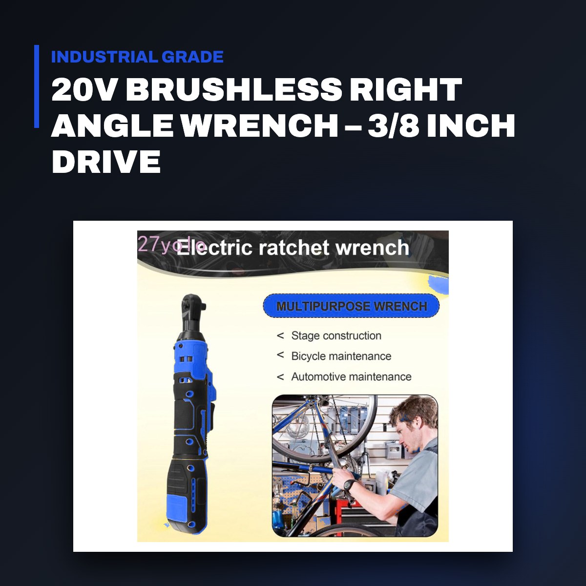Johnkeans JK-TW-2049 – 20V Brushless Right Angle Wrench – 3/8 Inch Drive