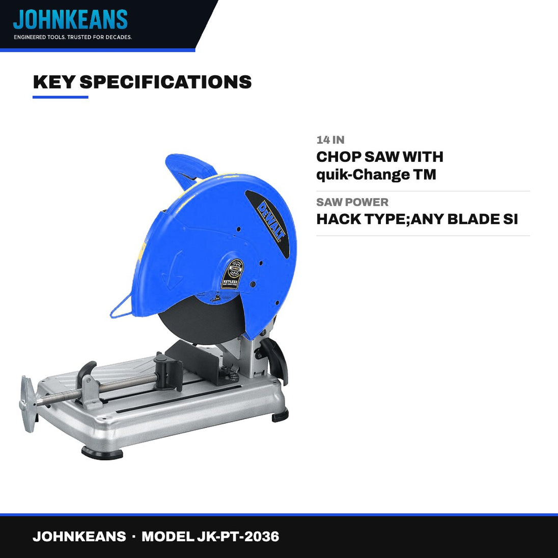 Johnkeans JK-PT-2036 – 14 In – Chop Saw With Quik-Change Tm