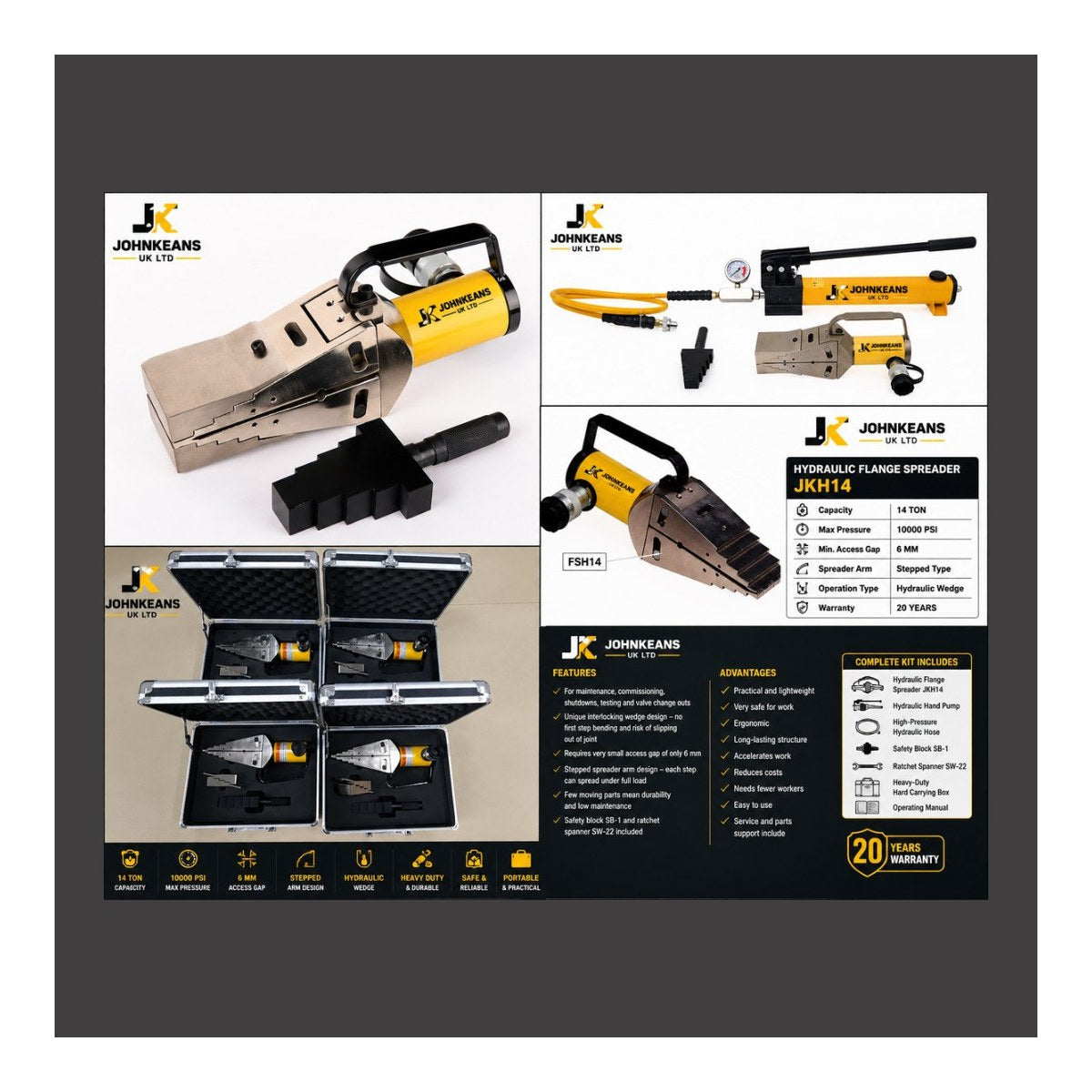 Johnkeans JK-GS-2056 – Hydraulic Flange Spreader Kit 14 Ton