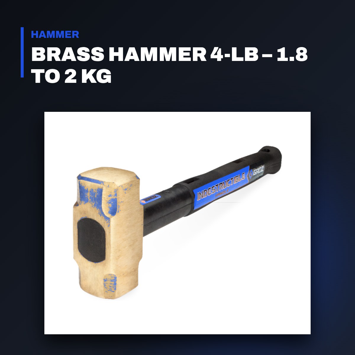 Johnkeans JK-HT-2047 – Brass Hammer 4-Lb – 1.8 To 2 Kg