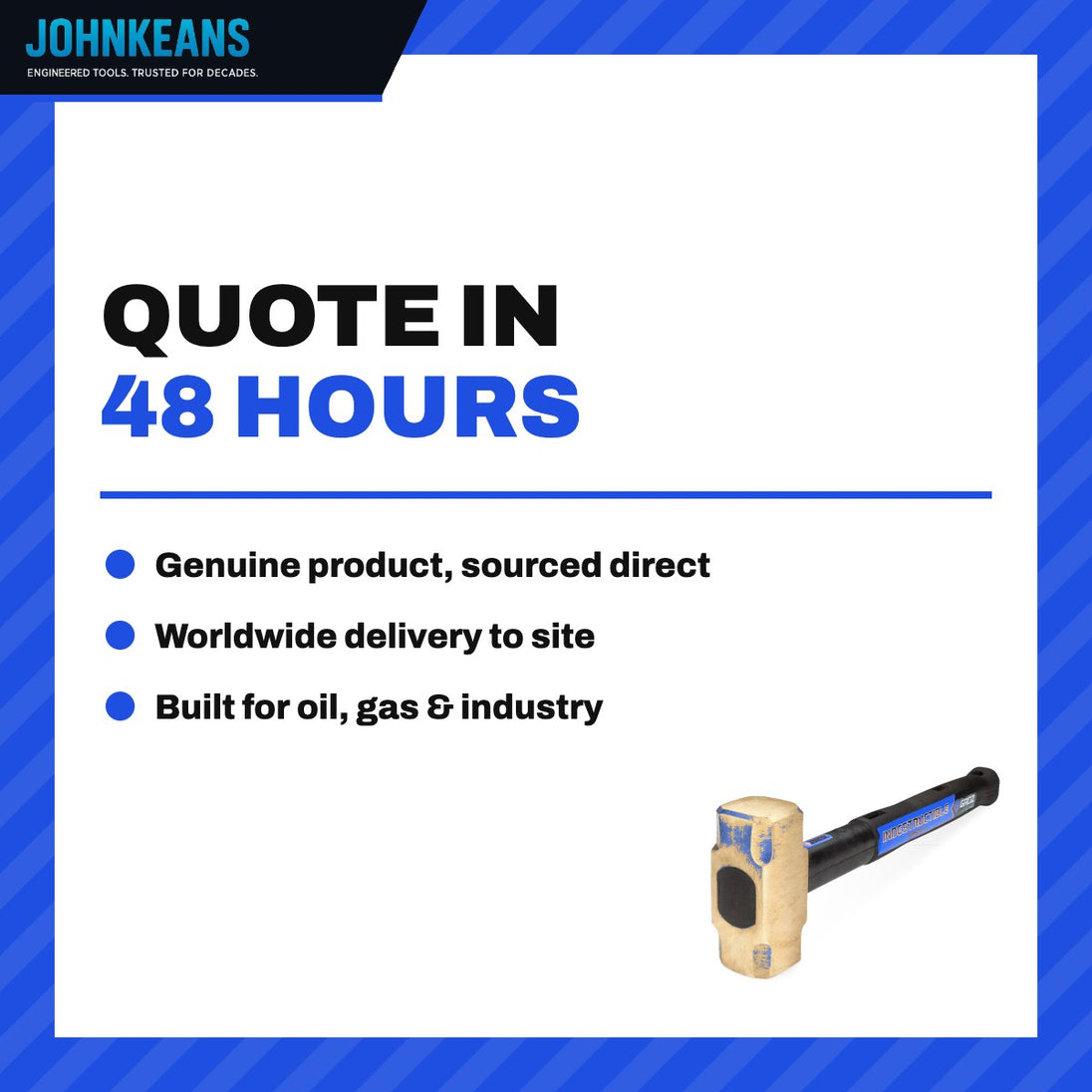 Johnkeans JK-HT-2047 – Brass Hammer 4-Lb – 1.8 To 2 Kg