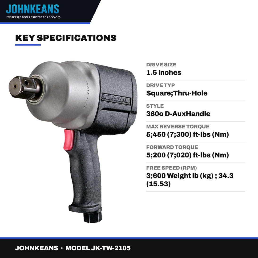Johnkeans JK-TW-2105 – Pneumatic Titanium Impact Wrenches