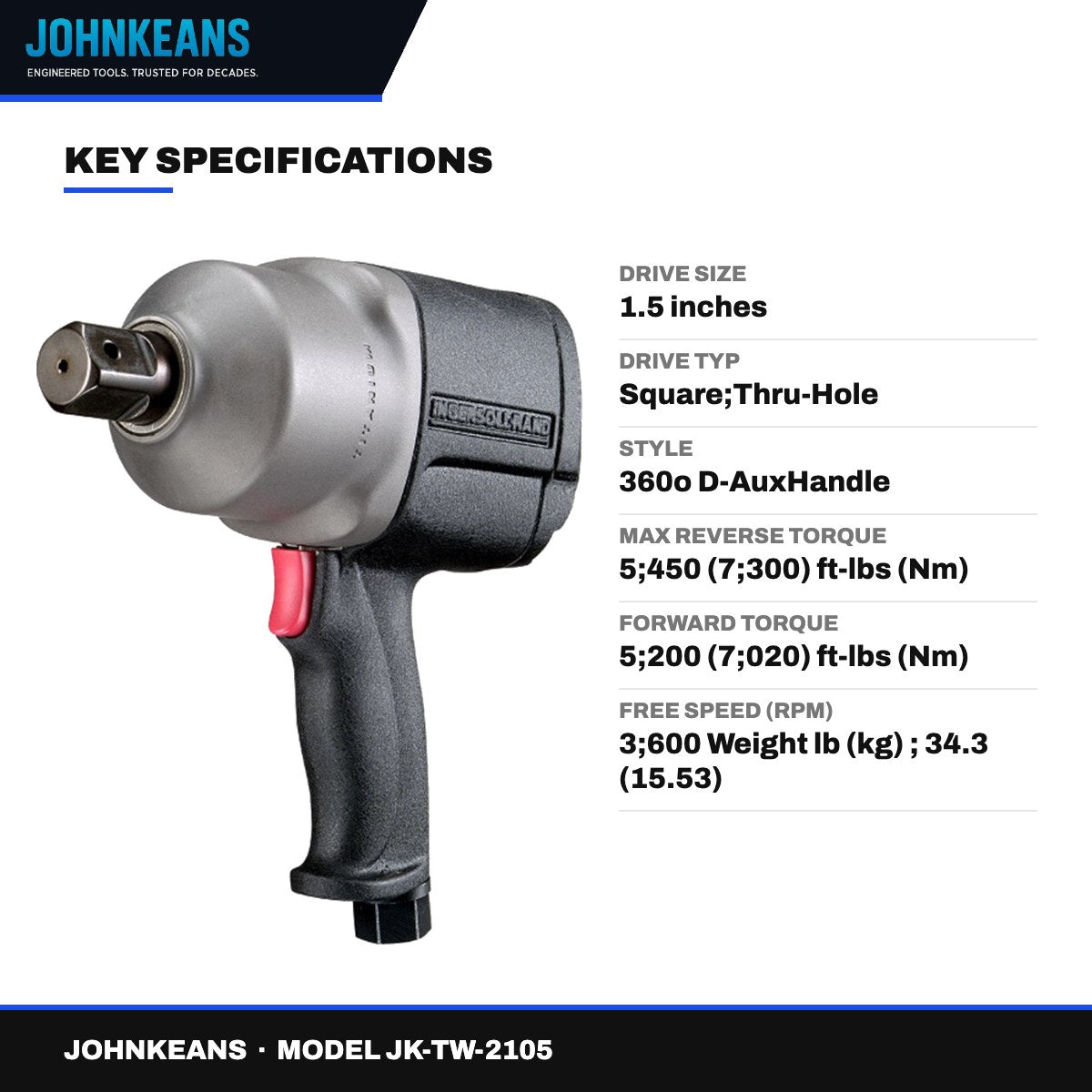 Johnkeans JK-TW-2105 – Pneumatic Titanium Impact Wrenches