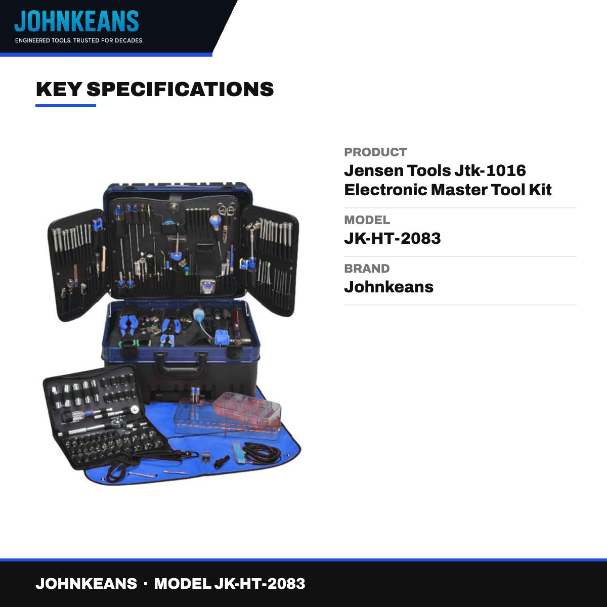 Johnkeans JK-HT-2083 – Jensen Tools Jtk-1016 Electronic Master Tool Kit (Inch&Metric) – Black, Wheeled