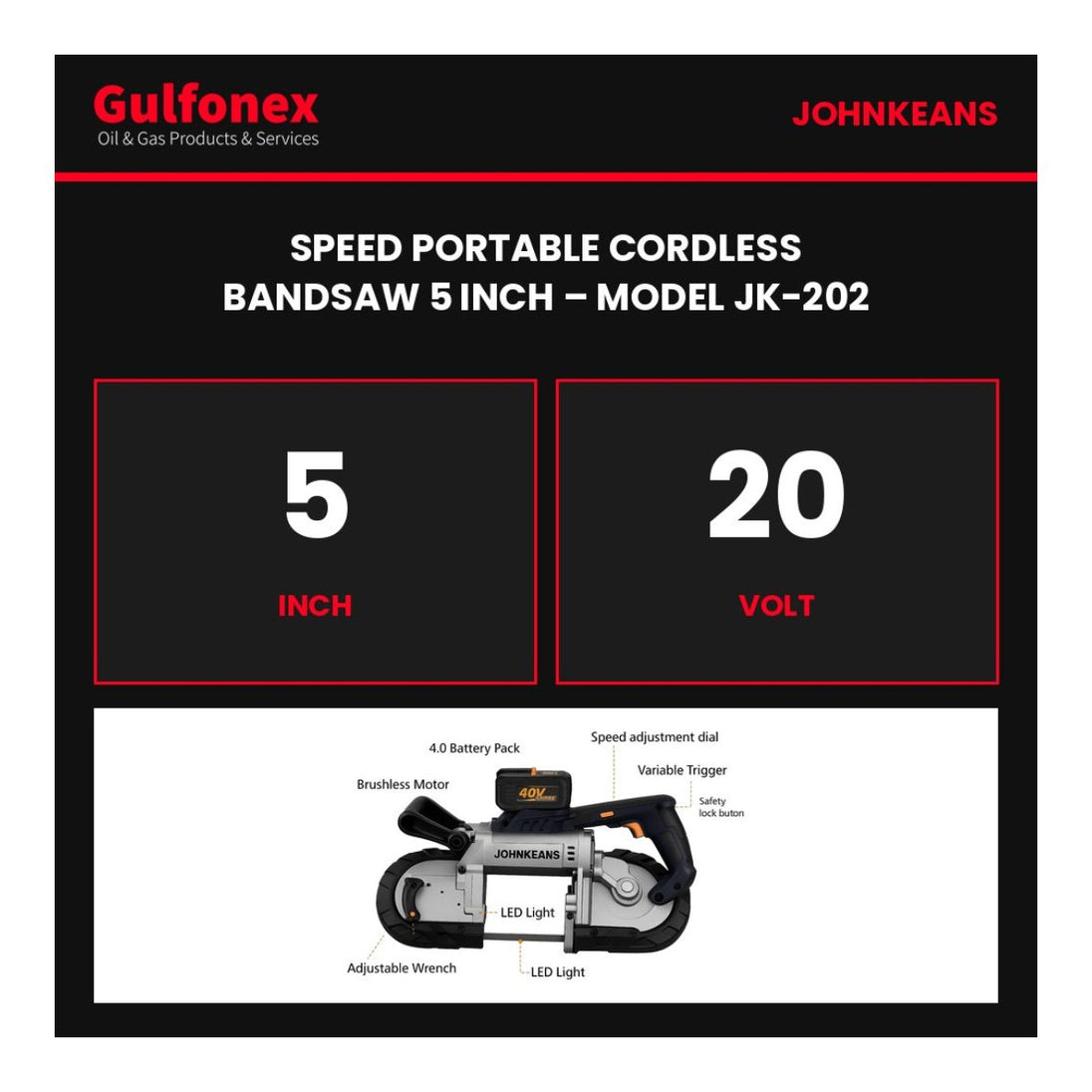 Johnkeans JK-PT-2084 – Johnkeans MODEL JK-202 – Portable Cordless Band Saw