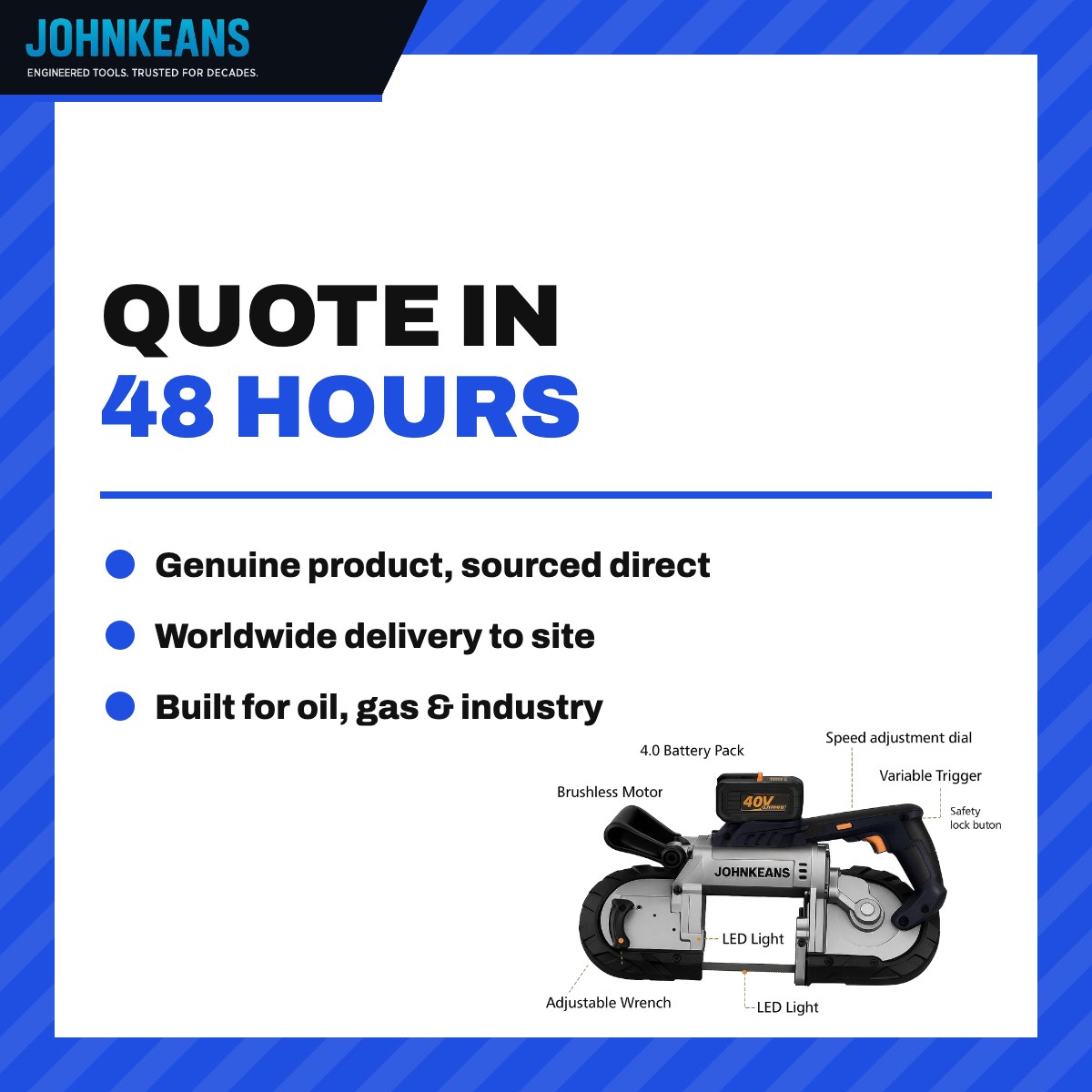Johnkeans JK-PT-2084 – Johnkeans MODEL JK-202 – Portable Cordless Band Saw