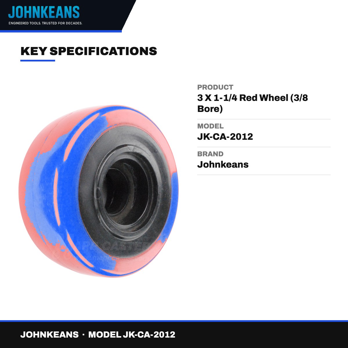 Johnkeans JK-CA-2012 – 3 X 1-1/4 Red Wheel (3/8 Bore)