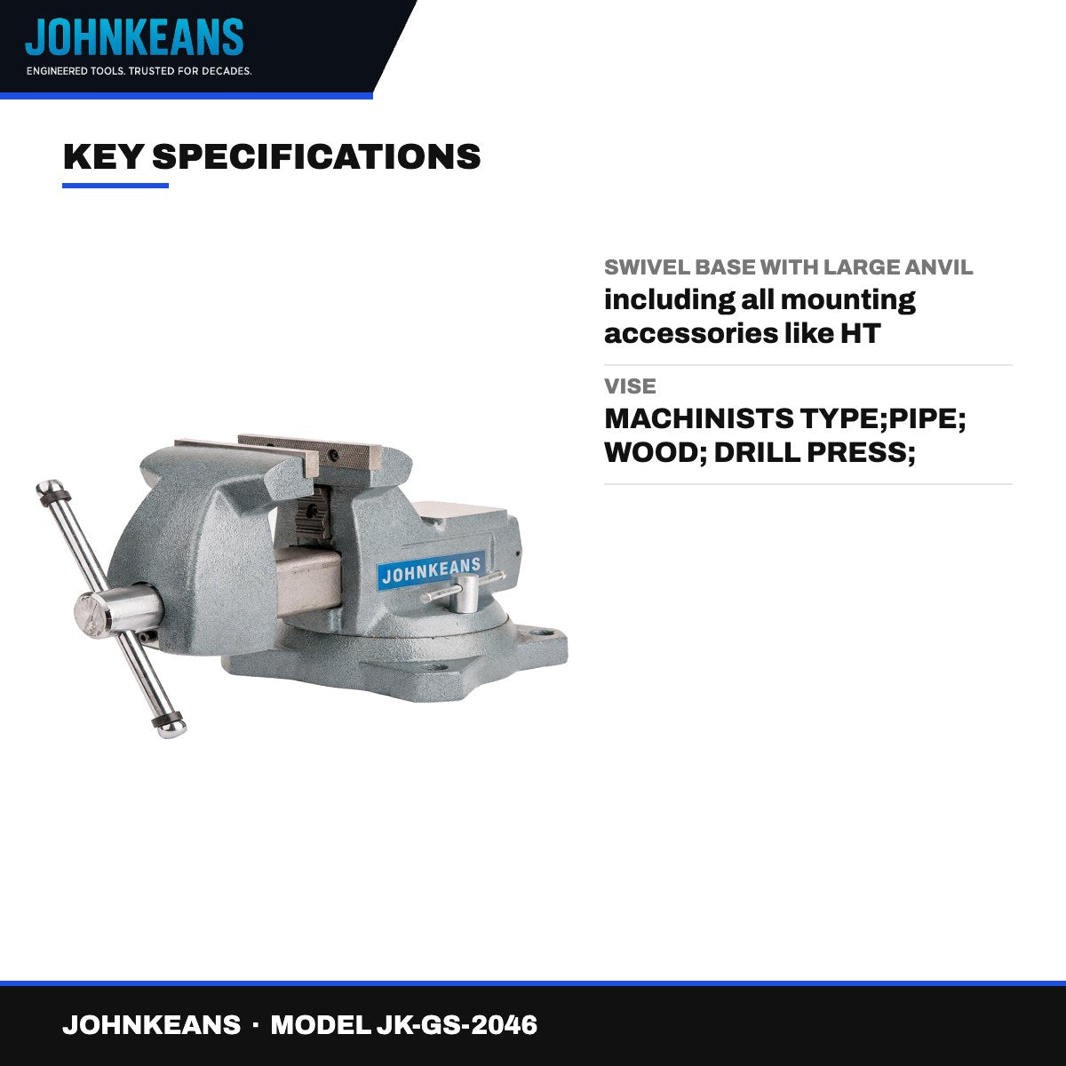 Johnkeans JK-GS-2046 – Super Heavy Duty Combination Bench Vise 8"