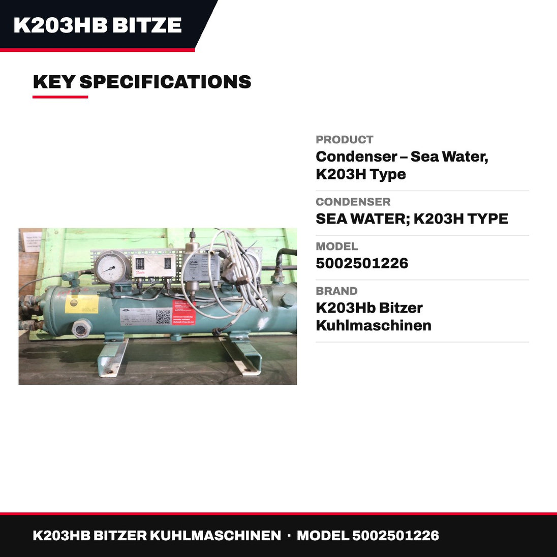 Bitzer Kuhlmaschinen K203HB – Condenser, Sea Water, K203H