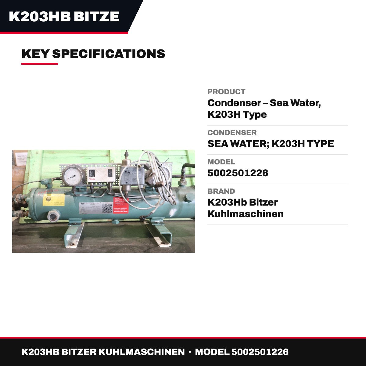 Bitzer Kuhlmaschinen K203HB – Condenser, Sea Water, K203H