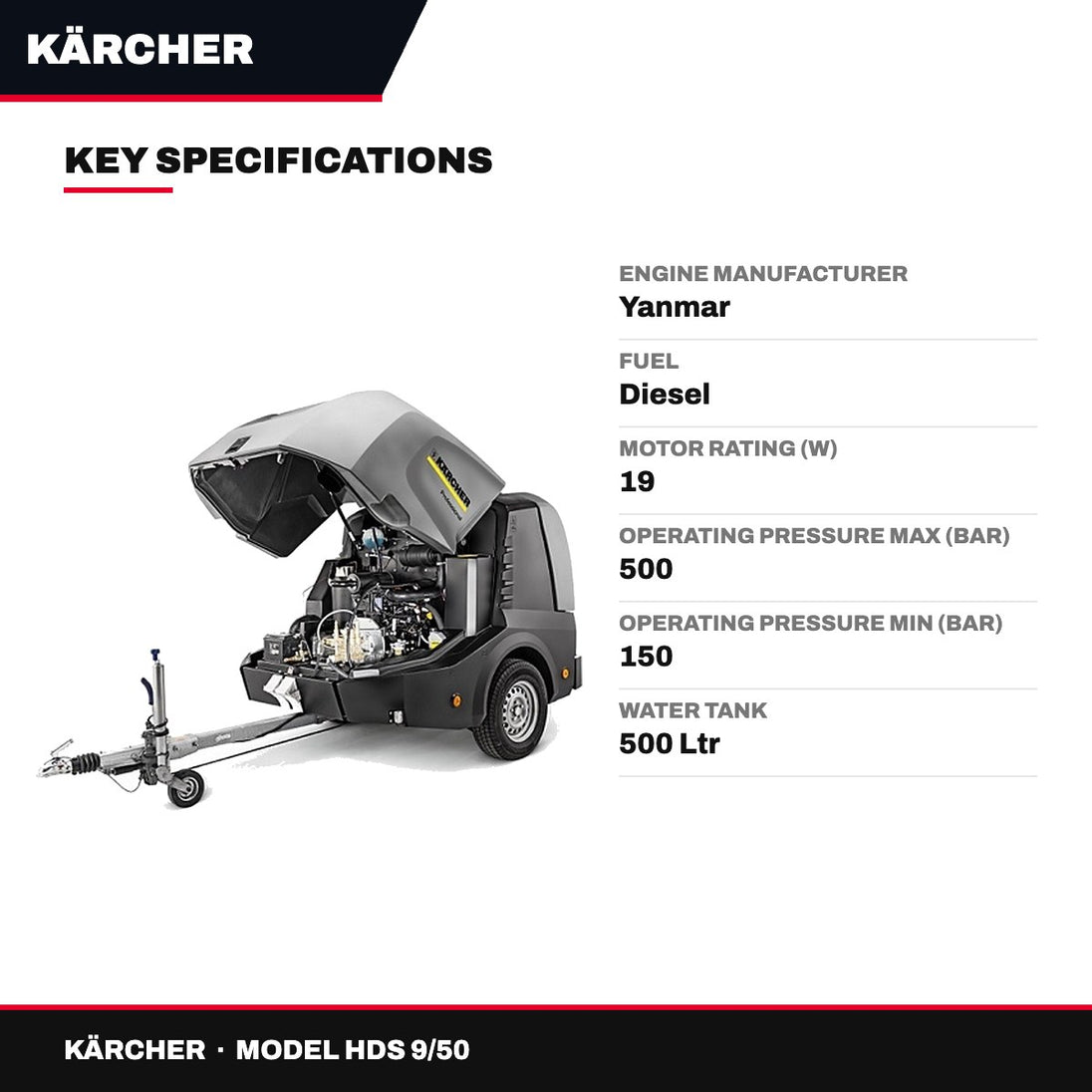 Kärcher HDS 9/50 – Trailer Diesel Hot Water High-Pressure Cleaner