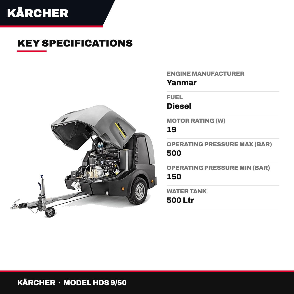 Kärcher HDS 9/50 – Trailer Diesel Hot Water High-Pressure Cleaner