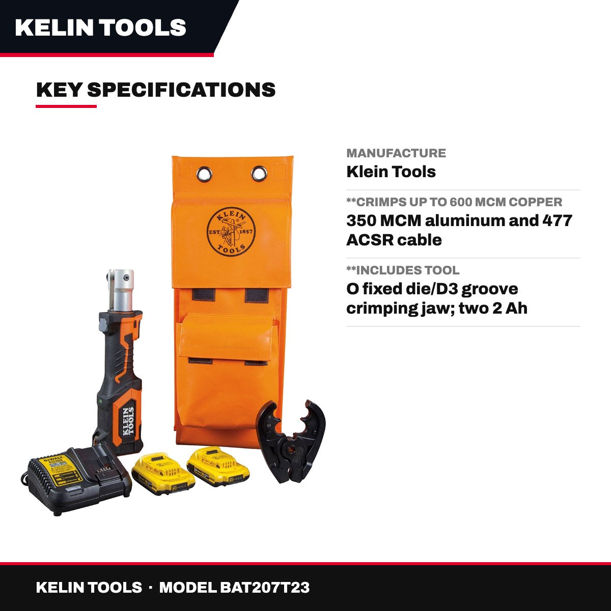 Kelin Tools BAT207T23 – Battery-Operated Crimper