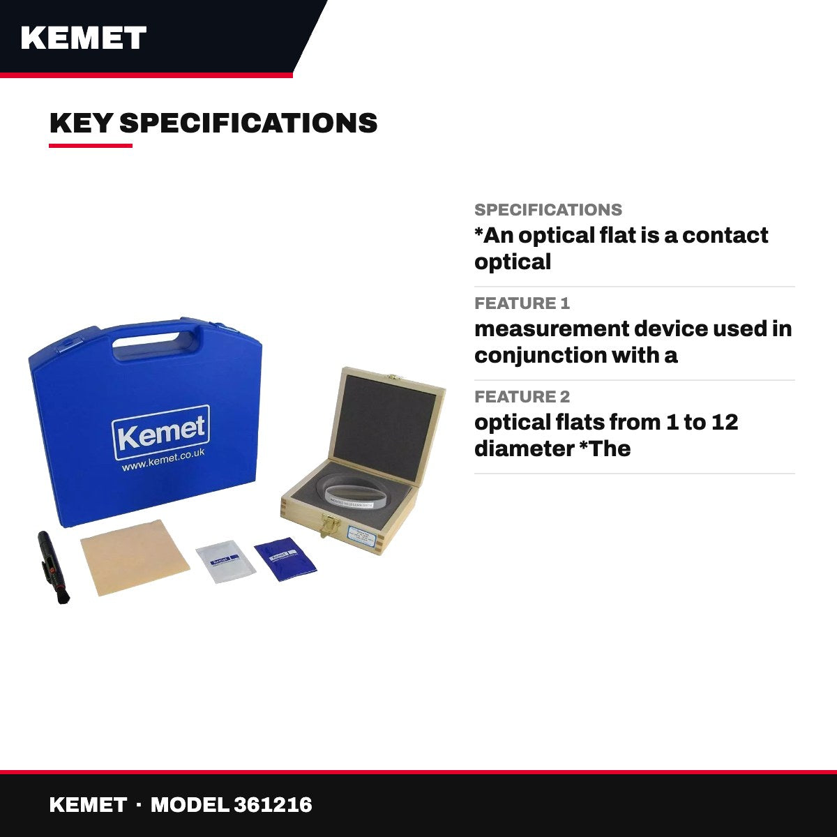 Kemet 361216 – Optical Flats