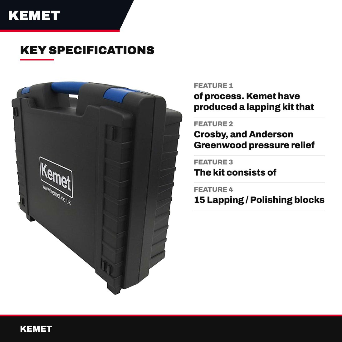 Kemet Pressure Relief Valve Lapping Kit