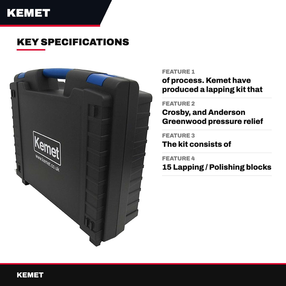 Kemet Pressure Relief Valve Lapping Kit