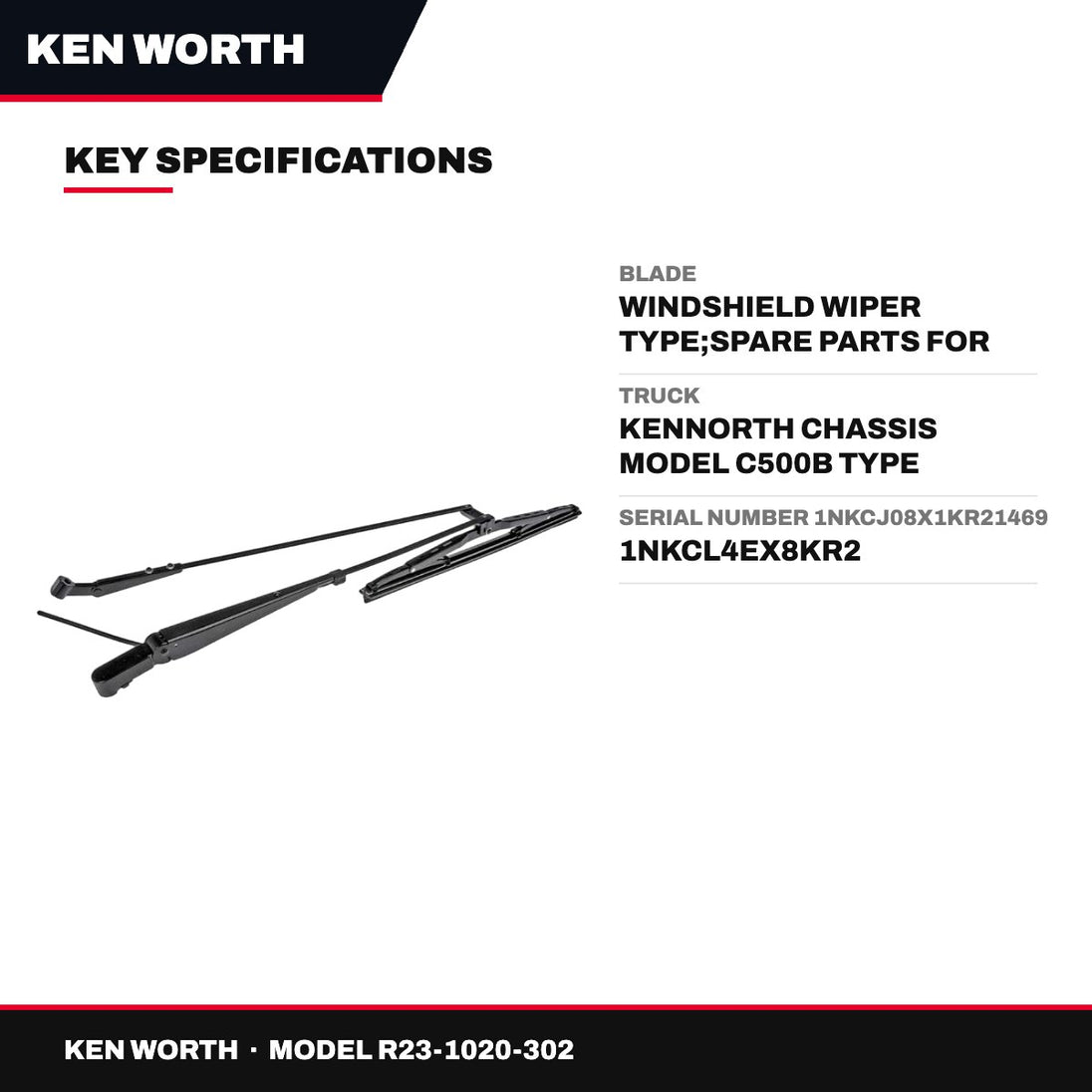 Ken Worth R23-1020-302 – Blade – Windshield Wiper Type, Spare Parts For Truck