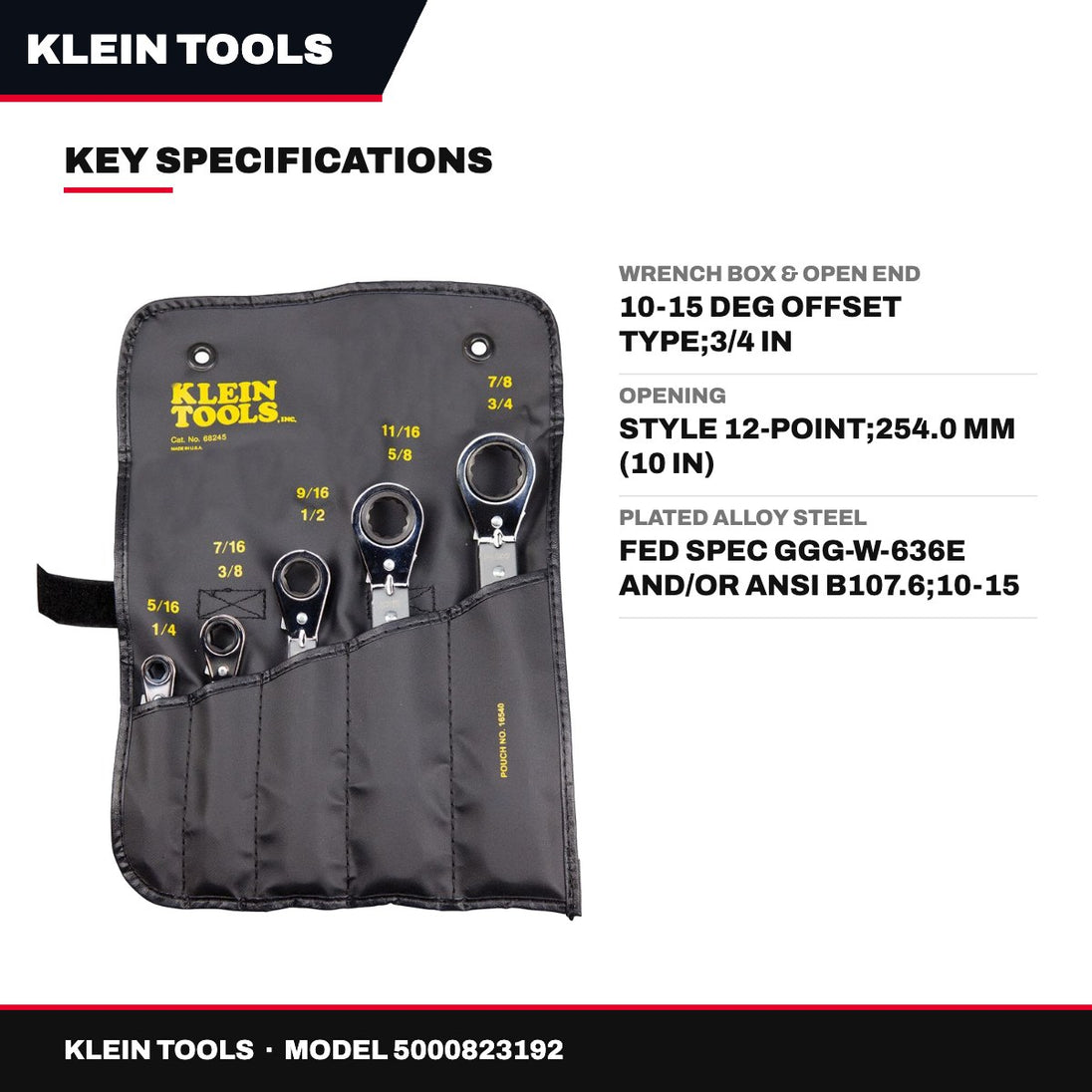 Klein Tools – Box & Open End Wrench, 10-15 Deg Offset, 3/4 in