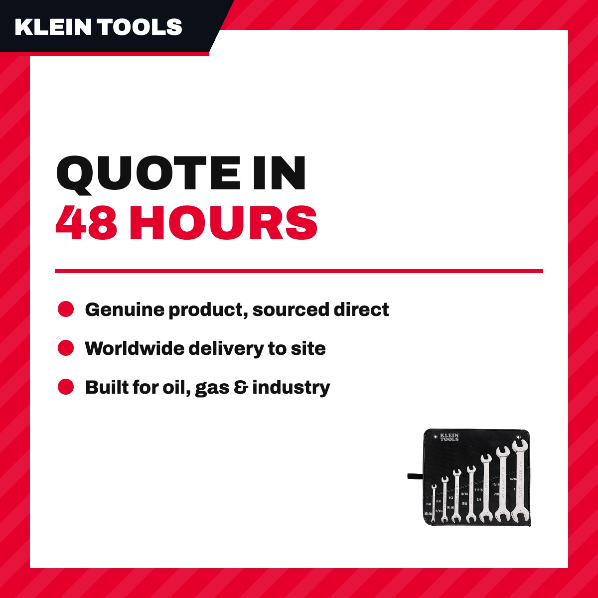 Klein Tools – Box & Open End Wrench, 10-15 Deg Offset, 7/8 in