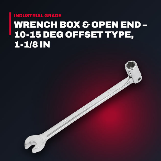Klein Tools – Box & Open End Wrench, 10-15 Deg Offset, 1-1/8 in