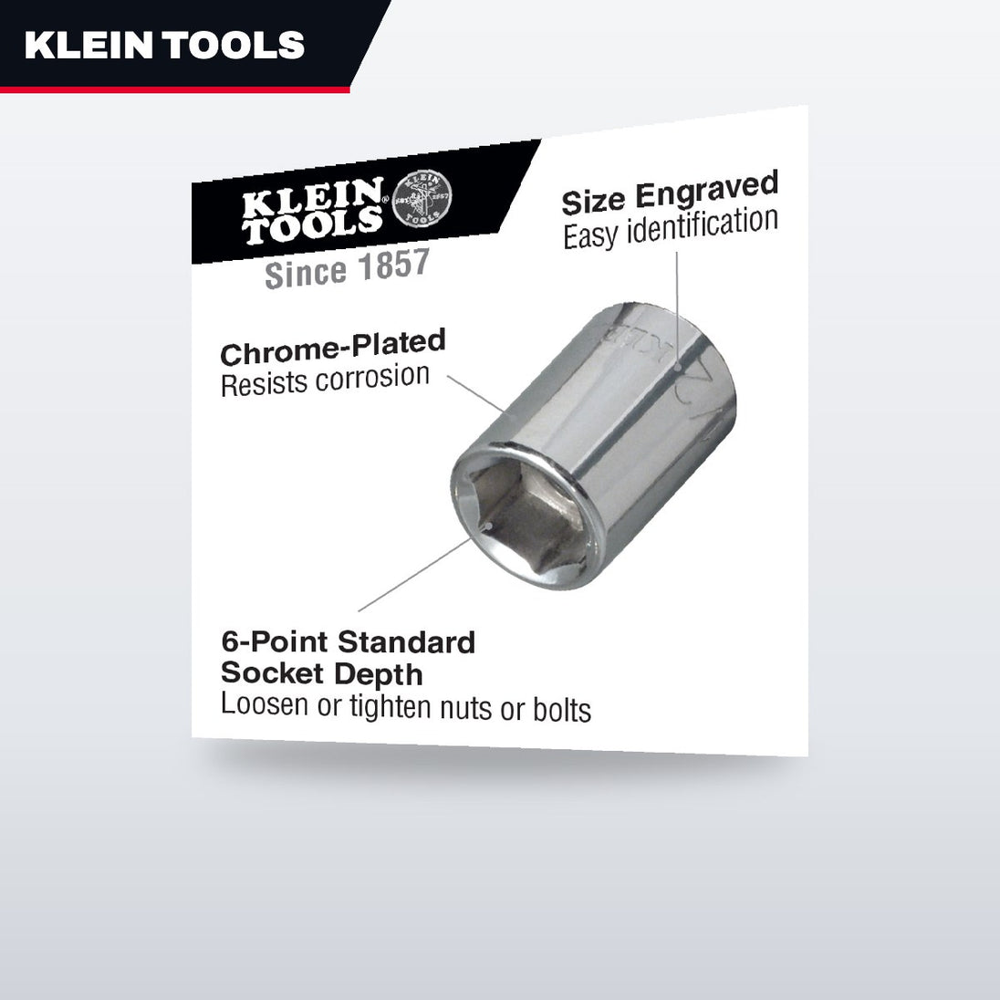 Klein Tools – Socket Wrench, Size 3/8 in Sq Drive, 6 & 12 Point