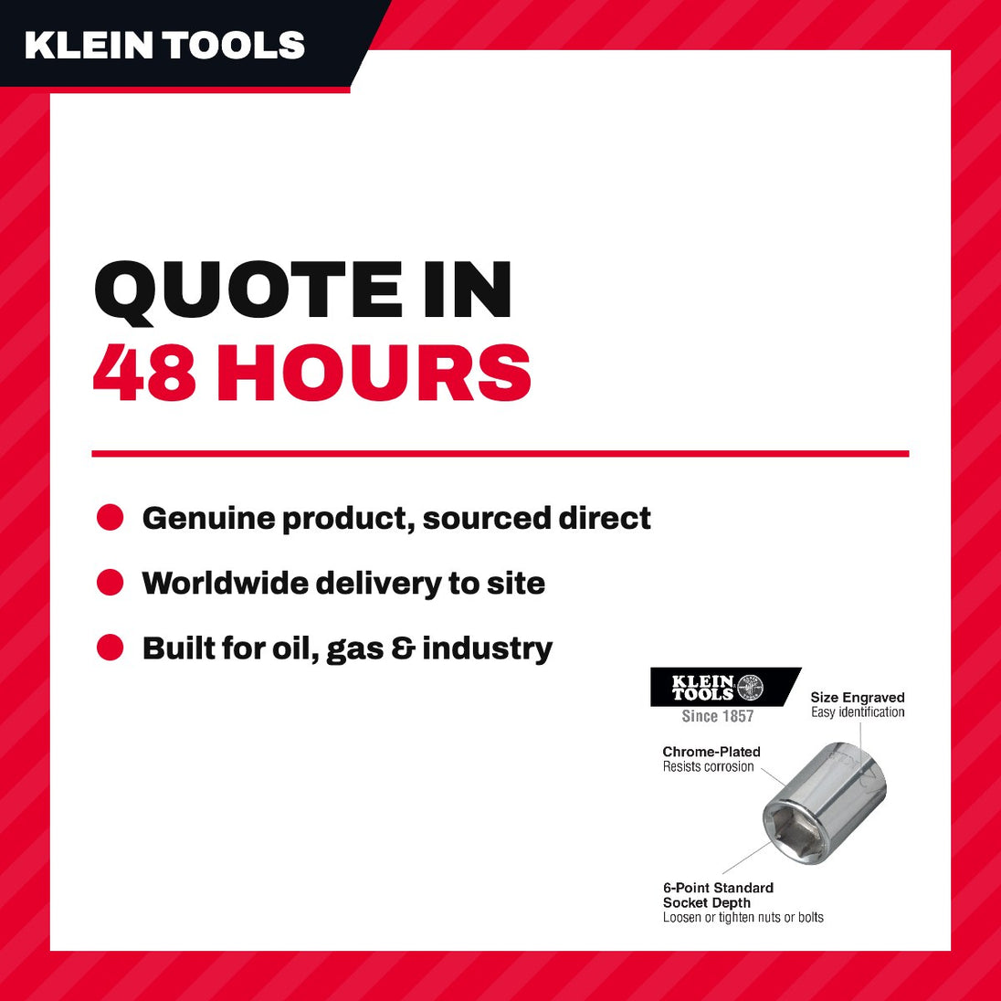 Klein Tools – Socket Wrench, Size 3/8 in Sq Drive, 6 & 12 Point
