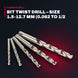Klein Tools 53000 – Bit Twist Drill – Size 1.5-12.7 Mm (0.062 To 1/2