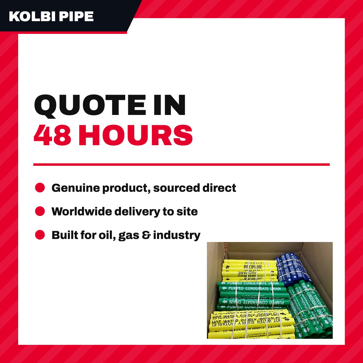 Kolbi Pipe OTHERS – Enhanced Polyester Pipe Marker• Made Of 5 Mil Polyester