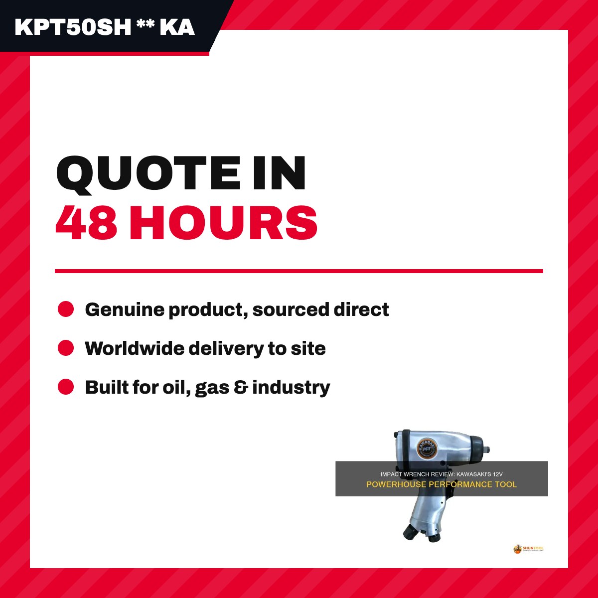 Kawasaki Machinery KPT50SH – Impact Wrench Extension Tool, Style Impact