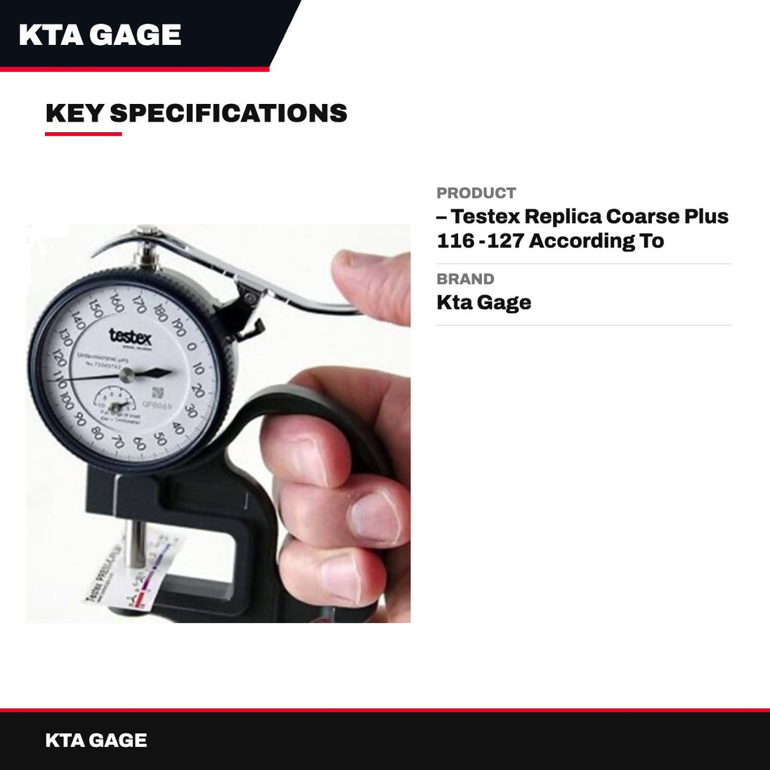 Kta Gage – Testex Replica Coarse Plus 116 -127 According To Method C In Astm D4417