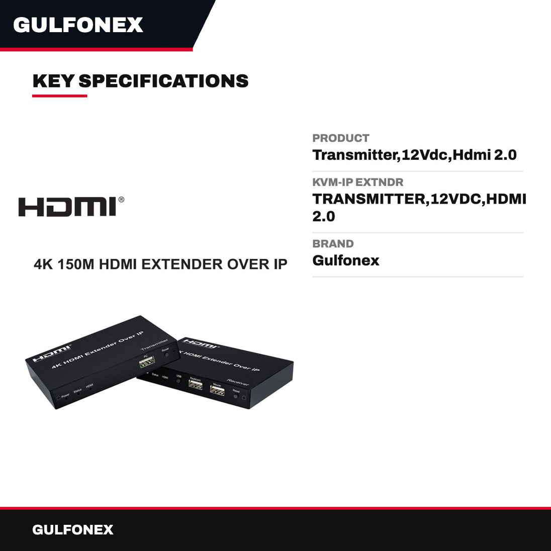 Kvm-Ip Extndr – Transmitter,12Vdc,Hdmi 2.0