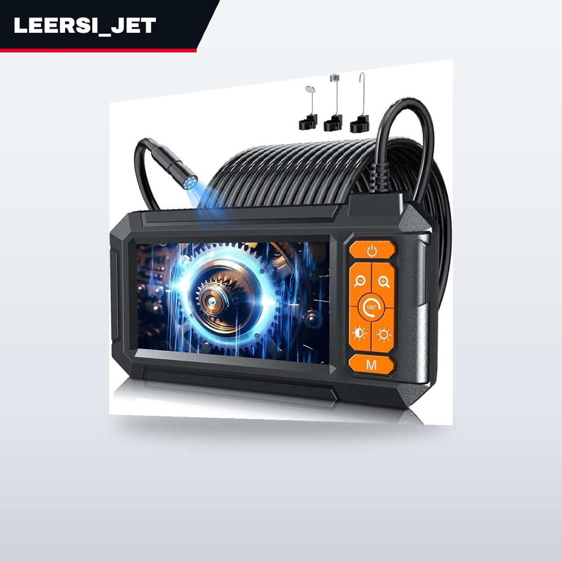 leersi_jet C30-5M – Endoscope Camera With Light – Borescope Camera With 4.3 Ips Screen, 1080P Hd With 8 Led Lights