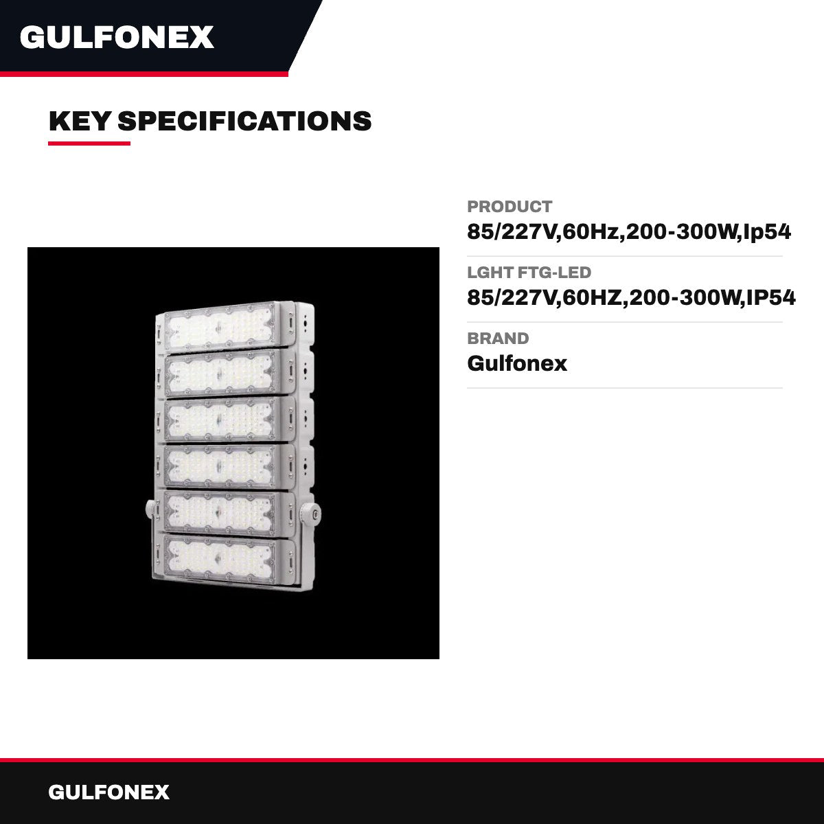 Lght Ftg-Led – 85/227V,60Hz,200-300W,Ip54