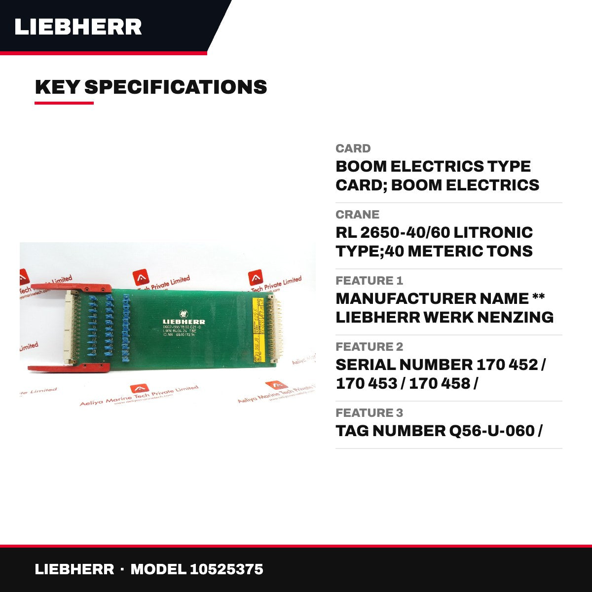 Liebherr 10525375 – Card – Boom Electrics Type Card, Boom Electrics Type