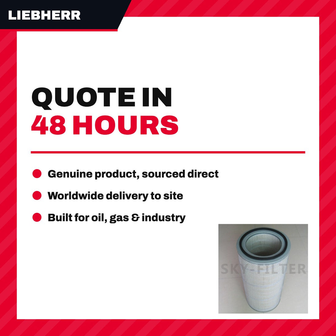 Liebherr 510713814 – Filter Element – Air Media Filter Element, Air Media