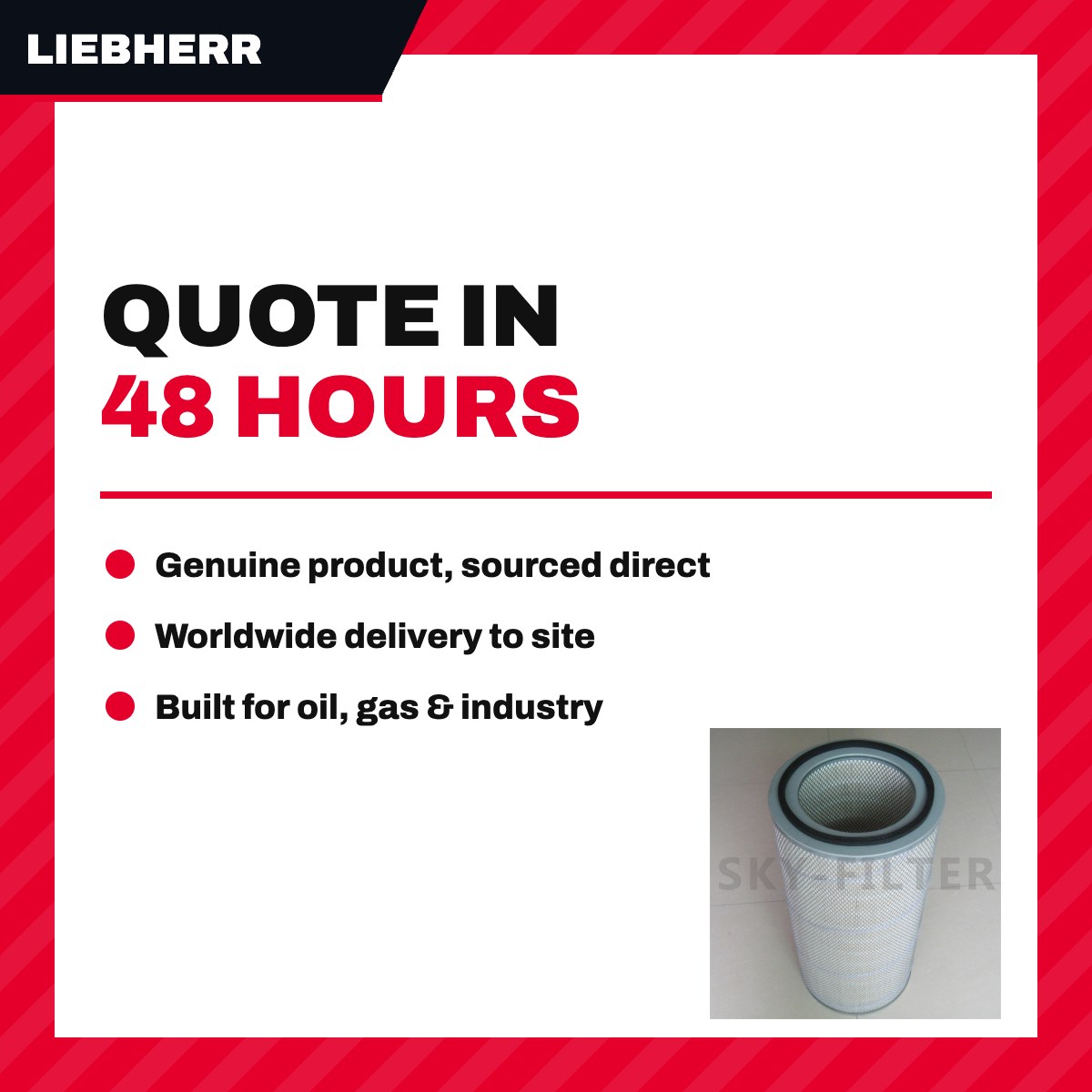 Liebherr 510713814 – Filter Element – Air Media Filter Element, Air Media