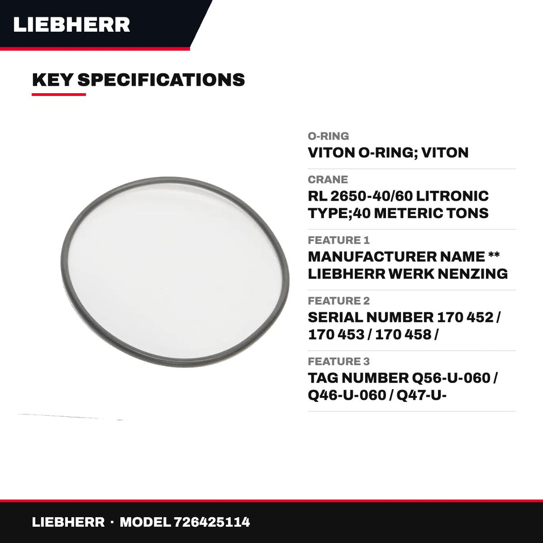 Liebherr 726425114 – O-Ring – Viton O-Ring, Viton