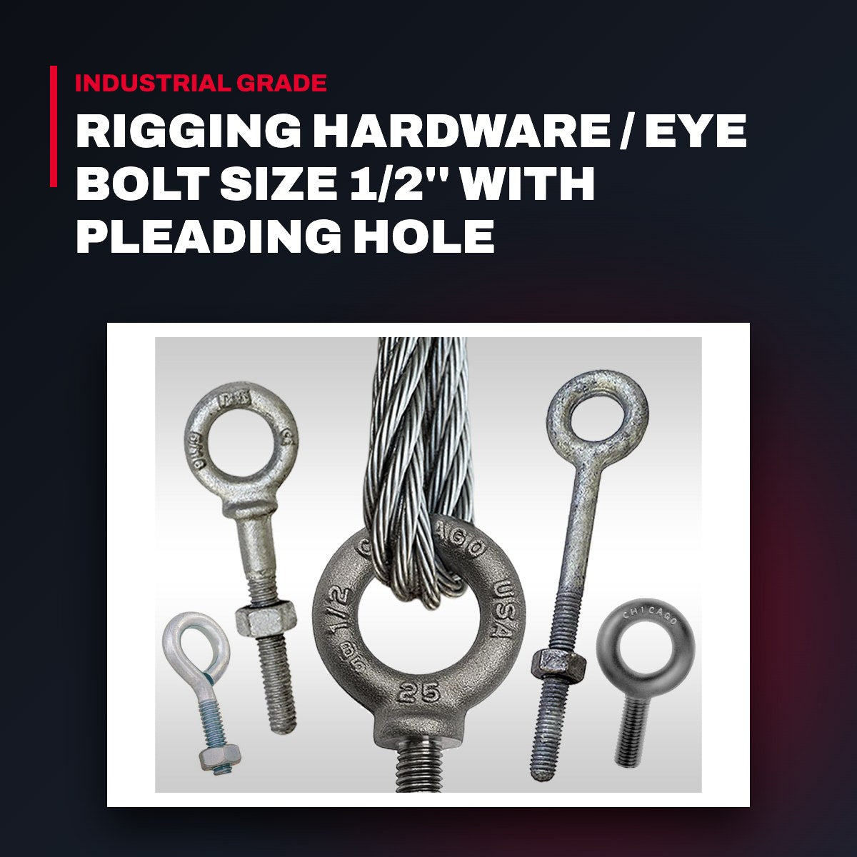 Lifting OTHERS – Rigging Hardware / Eye Bolt Size 1/2'' With Pleading Hole Manufactured By Amco