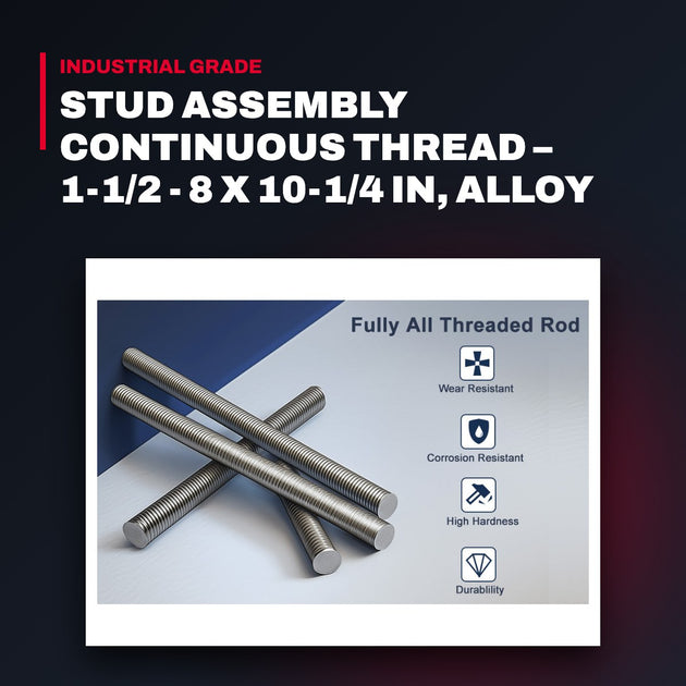 Lone Star Fasteners Lp Us 1553.1.0112.1.003989 – Stud Assembly Continuous Thread – 1-1/2 - 8 X 10-1/4 In, Alloy Steel