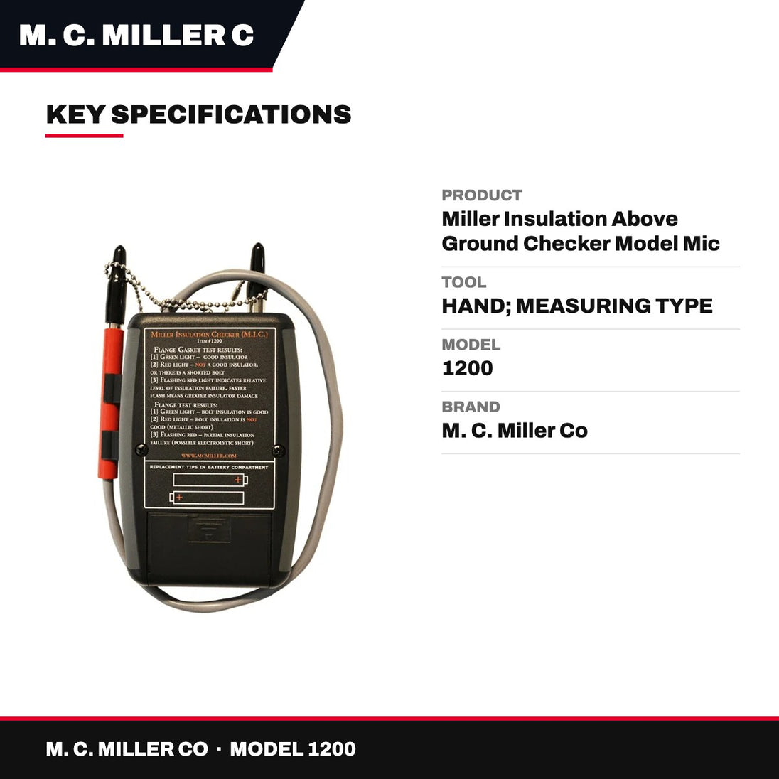 M. C. Miller Co 1200 – Miller Insulation Above Ground Checker Model Mic Pn # 1200