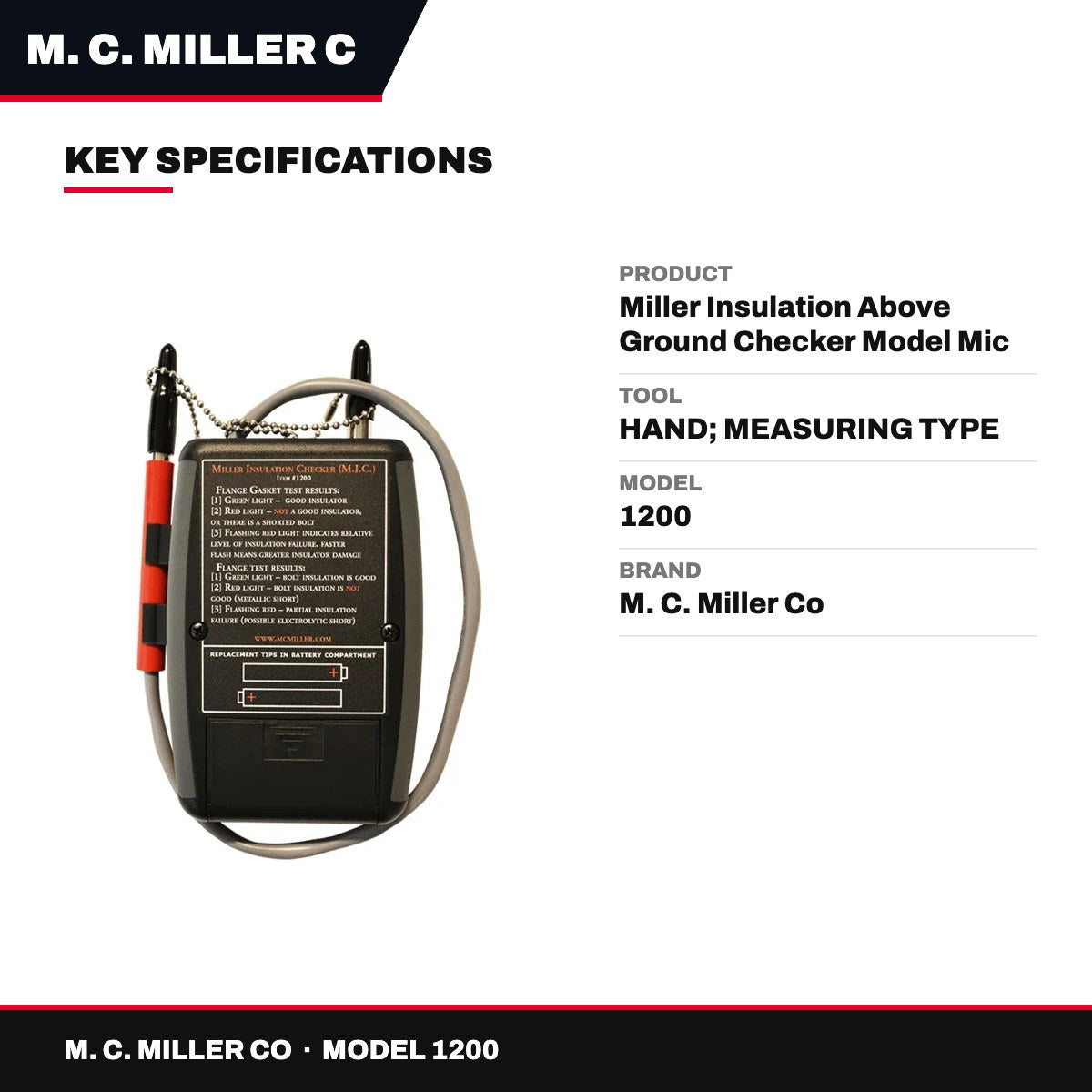 M. C. Miller Co 1200 – Miller Insulation Above Ground Checker Model Mic Pn # 1200