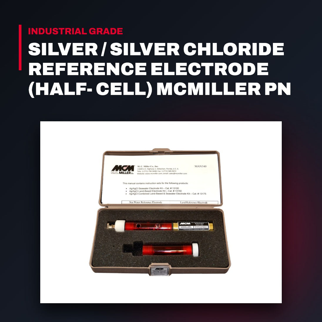 M. C. Miller Co 13100 – Silver / Silver Chloride Reference Electrode (Half- Cell) Mcmiller Pn # 13100 – The Sea Water Kit